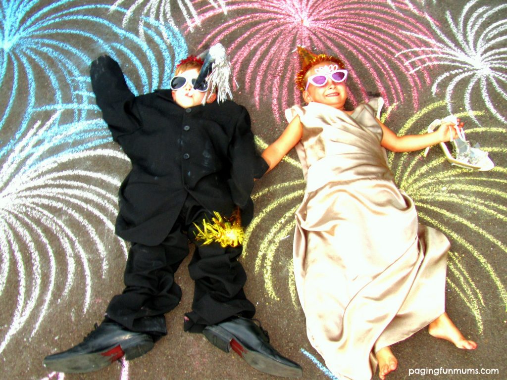 New Year's Eve Chalk Drawings with Kids