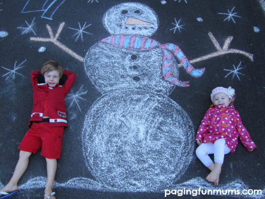 Snowman Chalk Drawing Christmas..