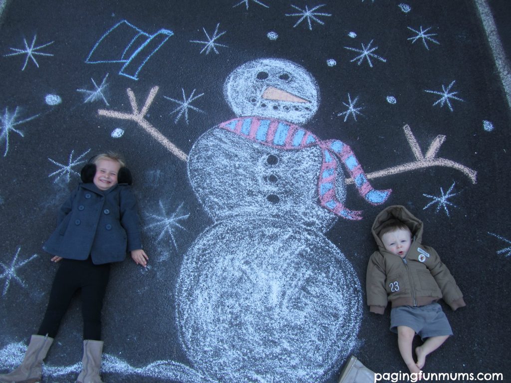 Snowman Chalk Drawing.