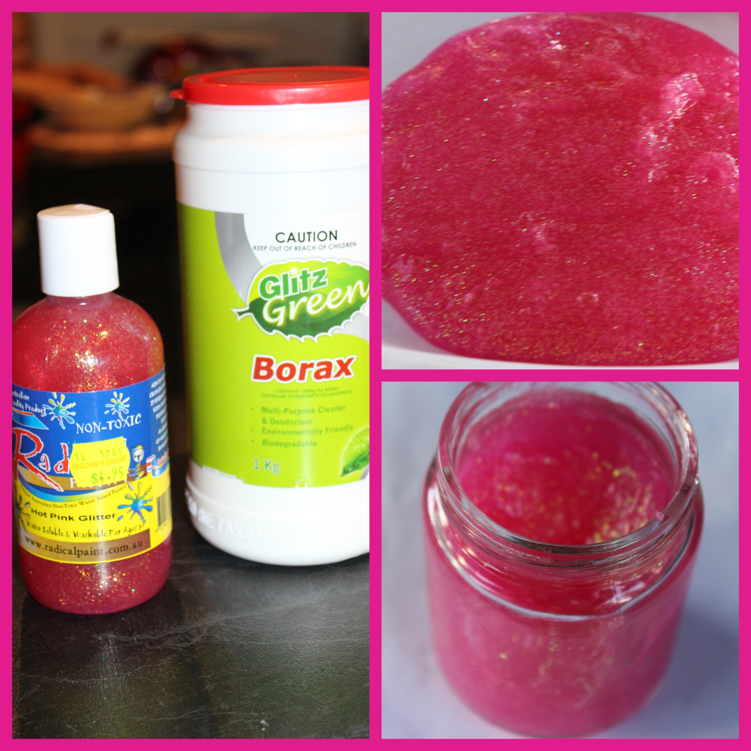 Just three ingredients Glitter Paint, Borax & Water