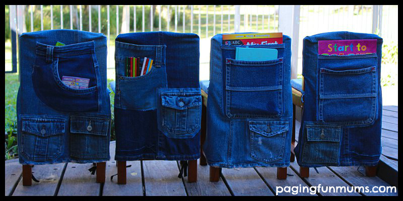Recycled Denim Kid's Chair Covers - CUTE!