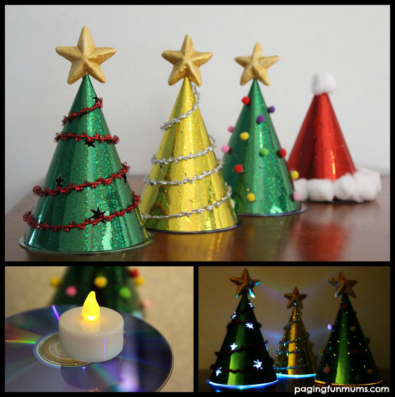 Glowing Christmas Tree Craft - Using Party Hats!!