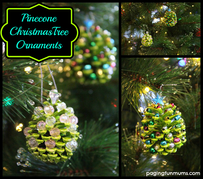 Beaded Pinecone Christmas Tree Ornament - Paging Fun Mums