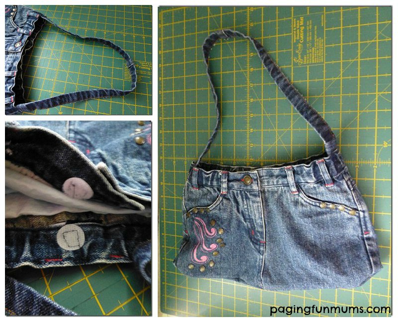 Handbag from recycled denim