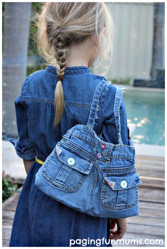 Stylish Denim Handbag made from an old pair of Jeans