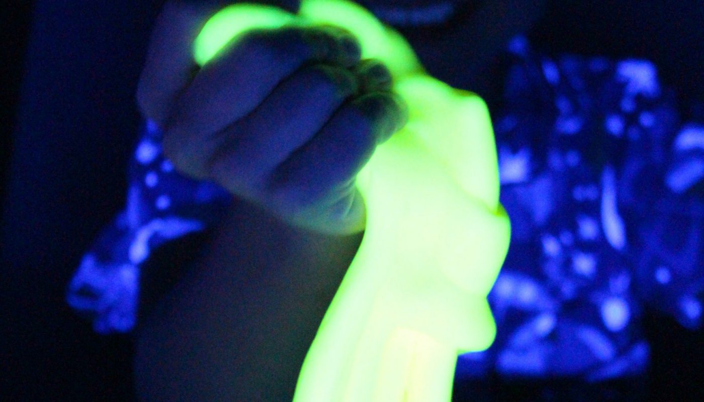 Make your own glow in the dark glitter using only TWO ingredients- how fun!