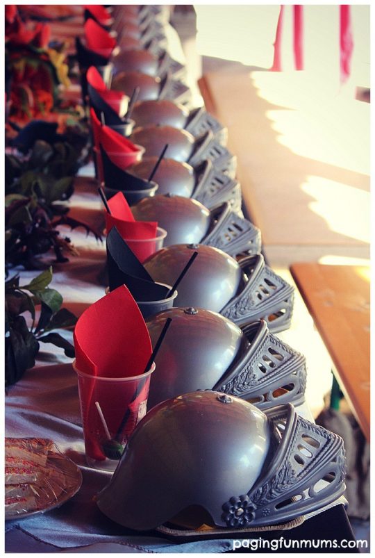 Knight or Dragon themed party table at the Sunshine Castle