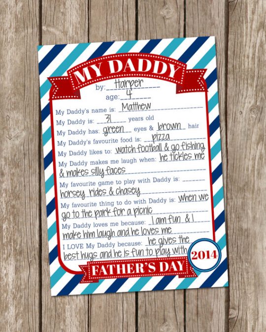 Question Card for Dad on Father's Day