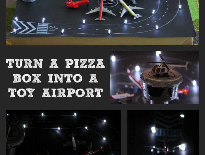 Pizza Box Airport – with working landing lights!