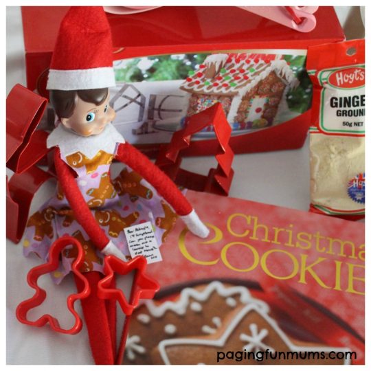 Elf on the Shelf left a cookie book with a note requesting a Ginger Bread house be made in his honor!
