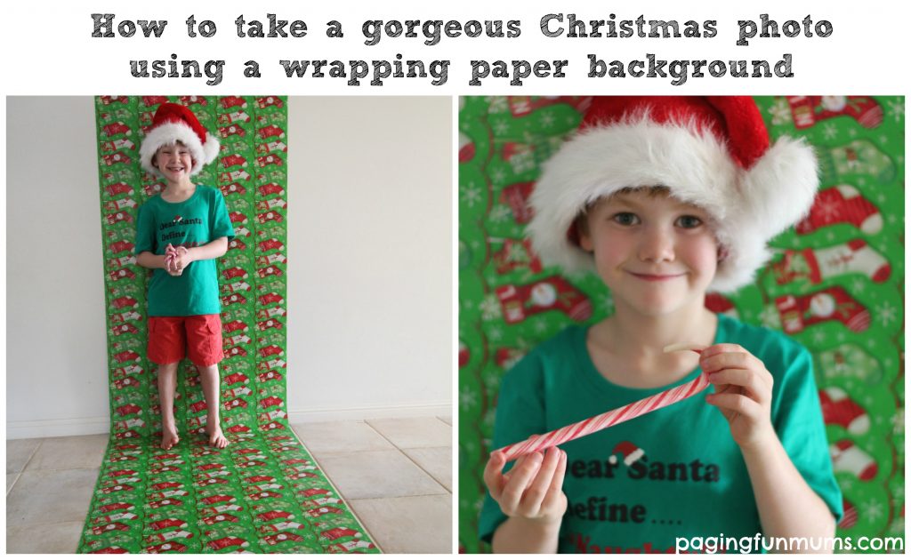 How to take a gorgeous Christmas Photo using a wrapping paper background