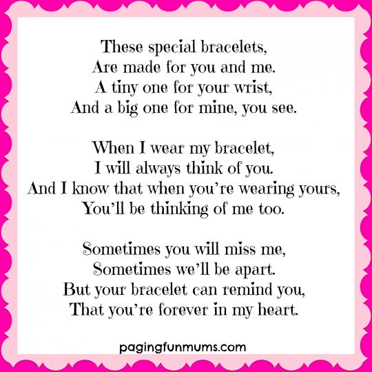 Mummy & Me Bracelets Poem