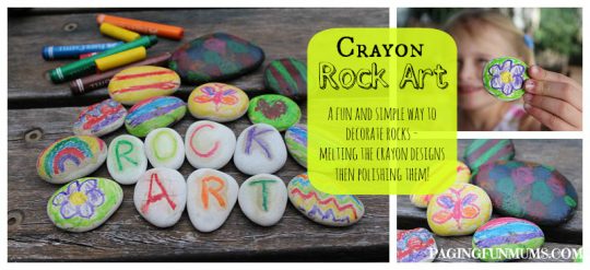 Rock Art - using crayons! Mess free FUN!!