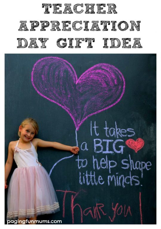Teacher Appreciation Day Gift Idea - using sidewalk chalk to make a card or framed gift!