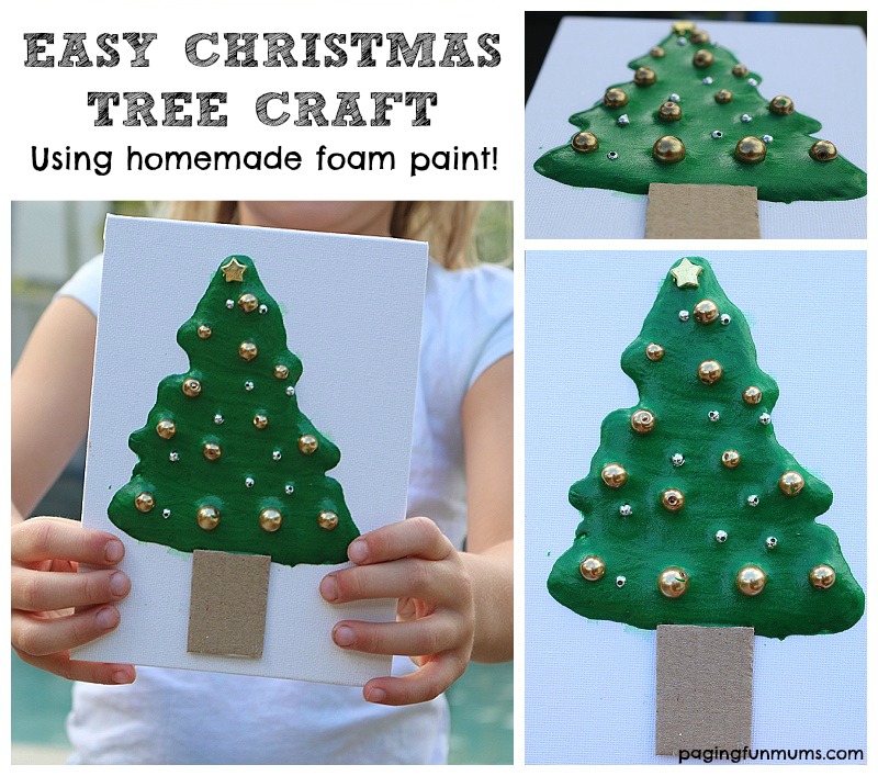 Easy Christmas Tree Craft - made using homemade foam paint!