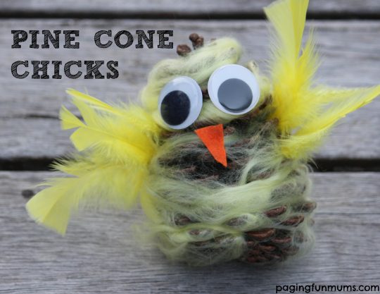 Pine Cone Chicks - such an easy and cute Easter craft! Just watch the video!