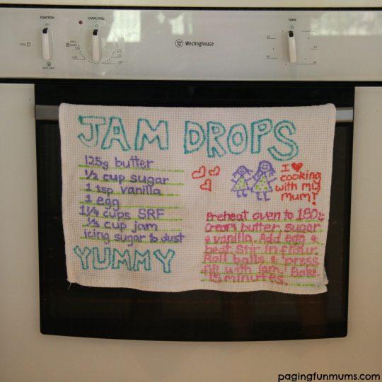 Transfer your child's favourite recipe to a tea towel to keep forever!
