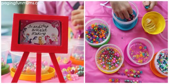 my little pony party bracelet making station