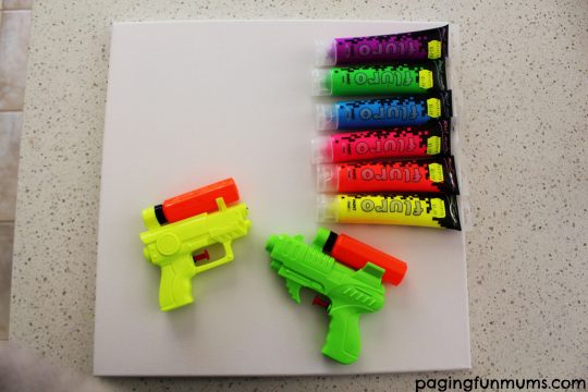 Water pistol canvas painting supplies