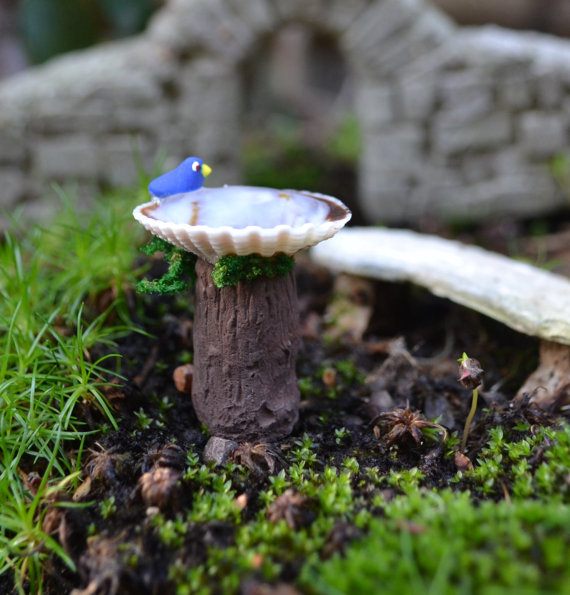 Minature bird bath for a fairy garden!