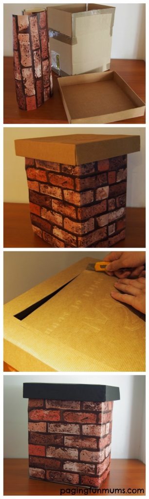 DIY Chimney Christmas Photo Prop! Click to the website to see the cute photos of it being used.