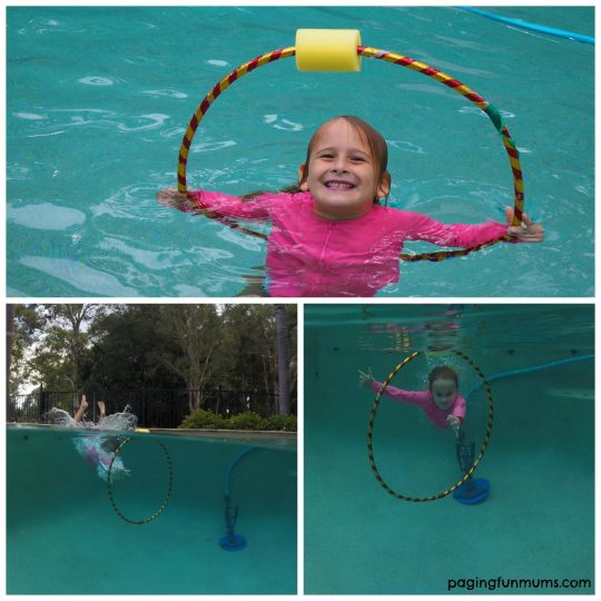Turn a Hula Hoop into a swimming hoop!