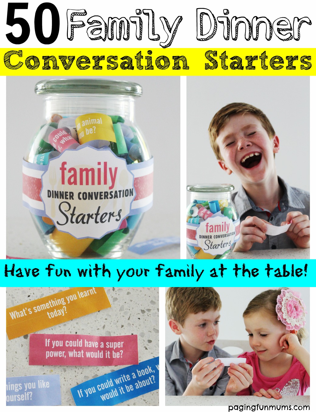 50 Family Dinner Conversation Starters - Paging Fun Mums