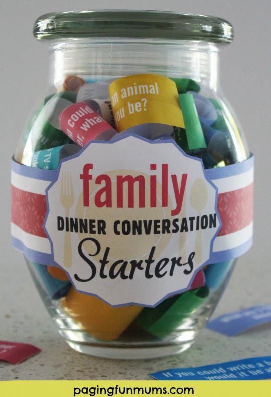 Family Dinner Conversation Starters Jar