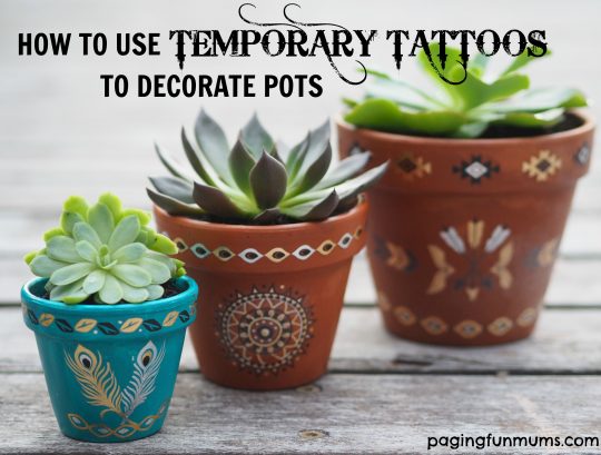 How to decorate pots using temporary tattoos! What a cool DIY project!