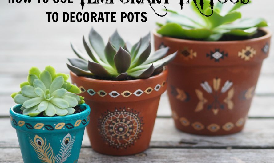 Using Temporary Tattoos to Decorate Terracotta Pots