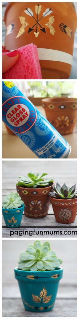 Using Temporary Tattoos to decorate pots! Such a brilliant DIY idea!