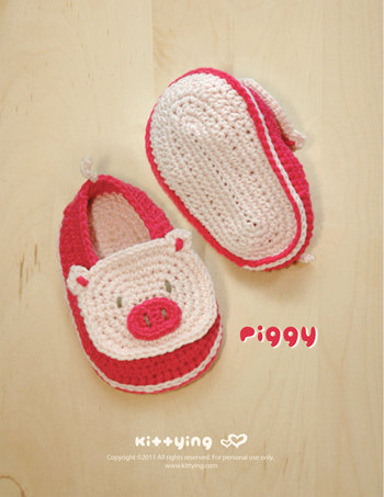 Cute Pig Crochet Slippers 