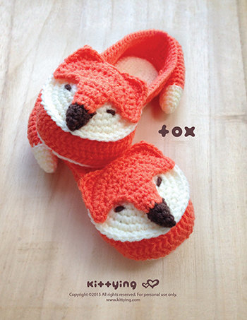 Fox Crochet Slipper Pattern in Adult sizes