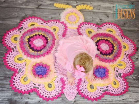 Crochet Butterfly Rug - what a great sensory play mat.