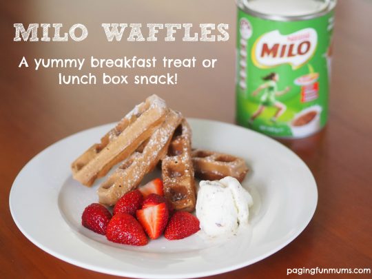 Milo Waffle Recipe - a yummy breakfast treat or handy lunch box filler! We make a double batch and freeze some.