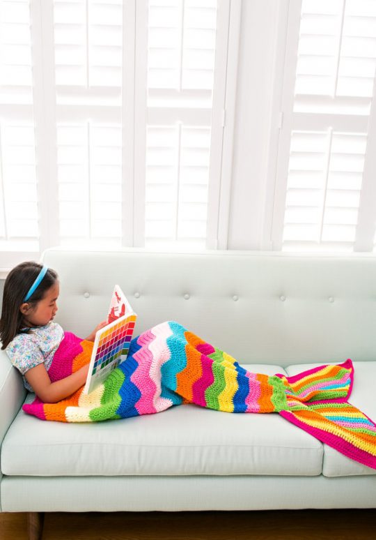 Rainbow Crochet Mermail Tail Blanket