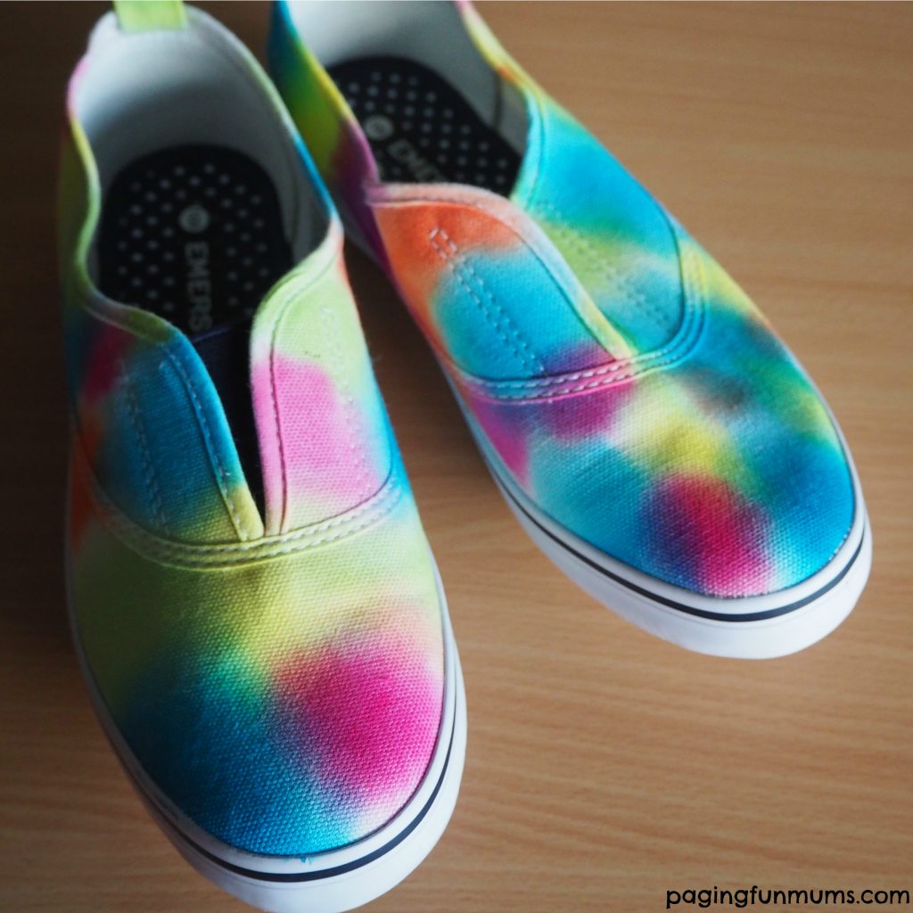 Tie Dye Sneakers using a Watercolour Technique - Paging Fun Mums