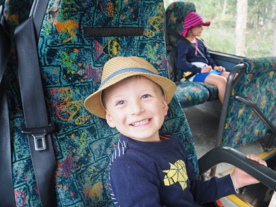 The kids had fun checking out the comfy Kingfisher Bay Coaches! 