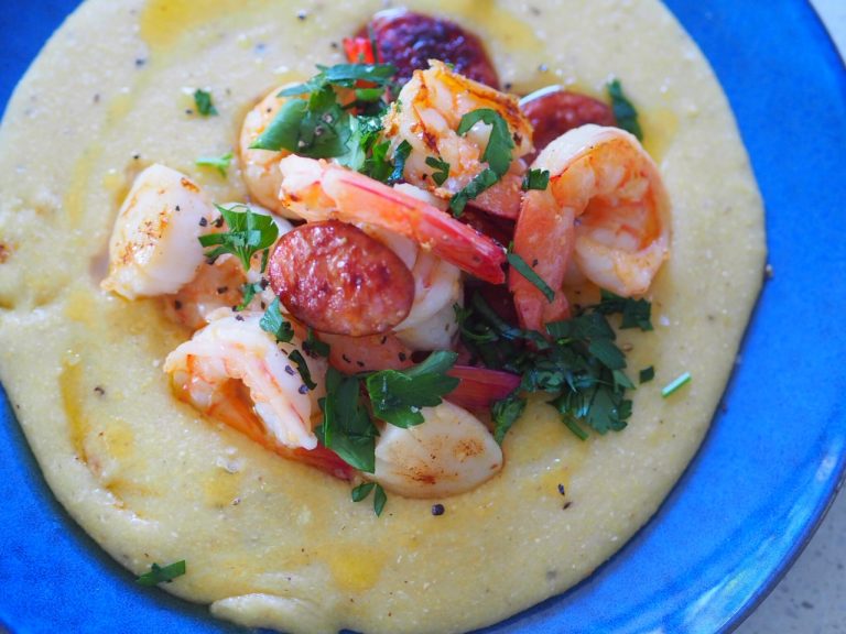 Prawn, Scallop & Chorizo Polenta - Paging Fun Mums